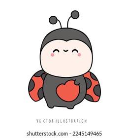 ladybug de día de valentine, ilustración vectorial