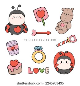 ladybug de día de valentine, ilustración vectorial