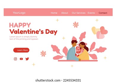 Valentine's day landing page vector illustration design