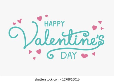 Valentine's Day lattering with cute hand drawn hearts. Vector