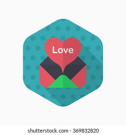 Valentine's Day letter icon, Vector flat long shadow design.Fall in love
