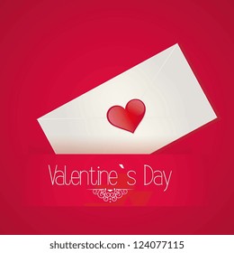 Valentine`s day letter on red background. Vector illustration
