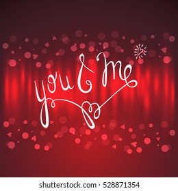 Valentines day lettering background. Hand Drawing Vector Lettering design. Red abstract celebration banner.