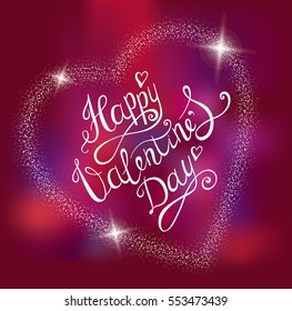 Valentines day lettering background. Hand Drawing Vector Lettering design. Greeting card. Red abstract celebration banner.