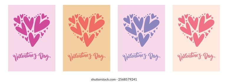 Valentine's day lettering card collection