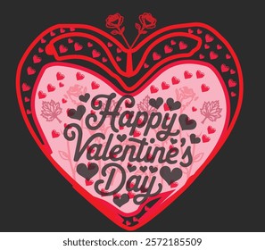 Valentines Day lettering card with hand drawn hearts. Vector
