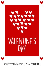 Valentine's day lettering card. Poster with hearts. Cute love sale flyer template, poster, label, ad, copy space, cover, banner design. Modern typography art background. Trendy style.