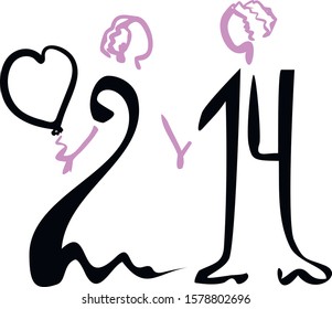 valentines day lettering creative stickerst. Vector hand drawn illustration design.