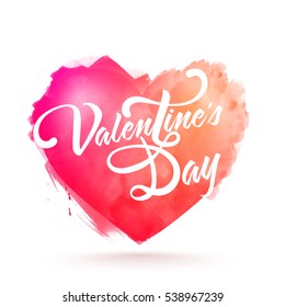 Valentine's Day lettering design on Creative Heart made by watercolor brush strokes.