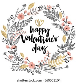 Valentine`s Day Lettering Design Set - hand drawn Vector illustration.