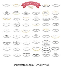 Valentine`s Day Lettering Design Set. Calligraphic design elements. Vector illustration