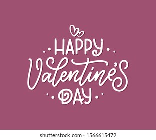 Valentine's day lettering for greeting card design, romantic illustration. Festive decoration. Invitation template. Vector