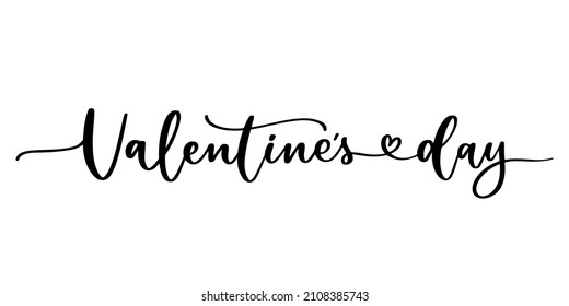 Valentines day lettering. Hand drawn Valentines day lettering. Greeting text February 14th. Romantic text