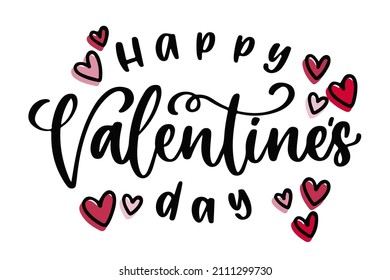 Valentines day lettering. Hand drawn Valentines day lettering. Greeting text February 14th. Romantic text