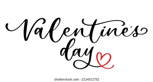 Valentines day lettering. Hand drawn Valentines day lettering. Greeting text February 14th. Romantic text