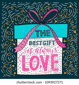 Valentines Day Lettering. Handwritten Romantic Greeting Card.