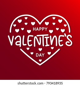Valentines Day Lettering. Handwritten Romantic Greeting Card with Text Happy Valentines Day. February 14, Love and Heart. Vector illustration.