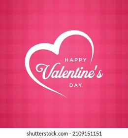 Valentine's day lettering and heart line vector design on pink background 