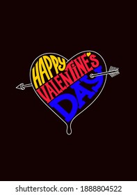 Valentines day lettering with heart pattern and typography of happy valentines day text. Wallpaper, banners, flyers, invitation, posters, brochure. Vector illustration. Isolated on black background.