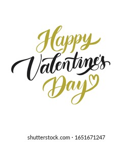Valentine's Day lettering. Holiday card illustration on white background.