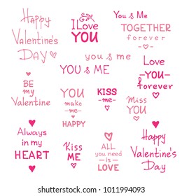 Valentines day lettering isolated on white background. Design element for greeting cards and holiday decorations. Valentines Day  illustration.