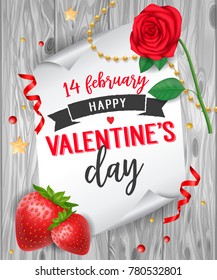 Valentines Day Lettering on Paper Scroll