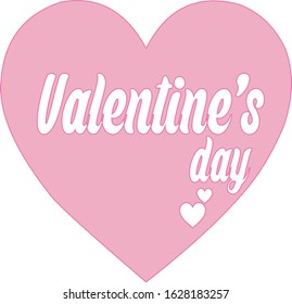 valentine's day lettering on white background with pink heart.vector