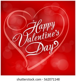 Valentine's Day lettering red background. Happy valentine's day text in heart shape. Love vector illustration