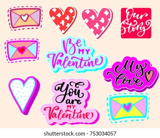 valentine`s day lettering set