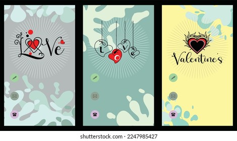 Valentine's day lettering set with colorful background. hand drawn, Calligraphy card sticker graphic design element. Hand written sign. Wedding invitation. Love icon. Be mine icon. Winter Holidays.