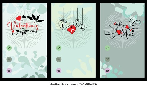 Valentine's day lettering set with colorful background. hand drawn, Calligraphy card sticker graphic design element. Hand written sign. Wedding invitation. Love icon. Be mine icon. Winter Holidays.