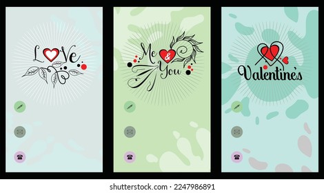 Valentine's day lettering set with colorful background. hand drawn, Calligraphy card sticker graphic design element. Hand written sign. Wedding invitation. Love icon. Be mine icon. Winter Holidays.