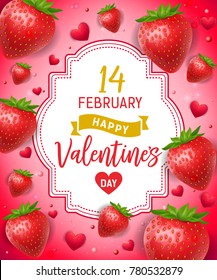 Valentines Day Lettering with Strawberries
