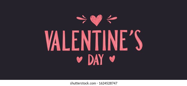 Valentine's day lettering text. Love message with hearts.