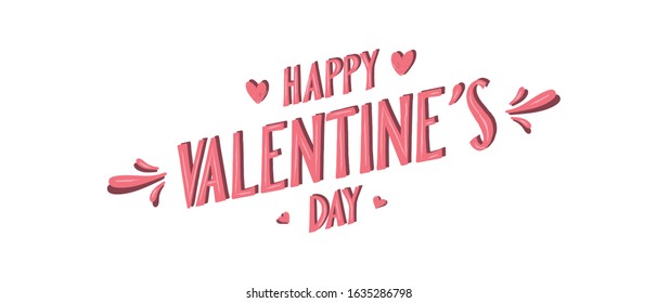 Valentine's day lettering text. Love message with hearts.