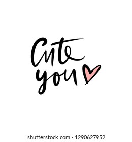Valentine's Day lettering text stylish postcard, flyer, banner. Shape of heart. Cute cozy illustration