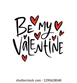 Valentine's Day lettering text stylish postcard, flyer, banner. Shape of heart. Cute cozy illustration