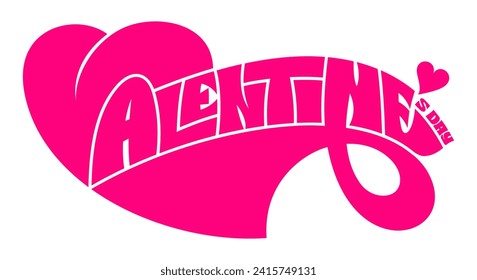 Grabado del día de San Valentín con diseño de tipografía vintage en rosa profundo. Estilo de texto retro para tarjeta de saludo, afiche, volante, pegatina, camiseta, funda de almohada.