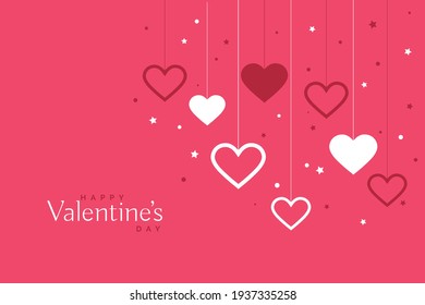 valentine's day lettering with white hearts and elements. love illustration