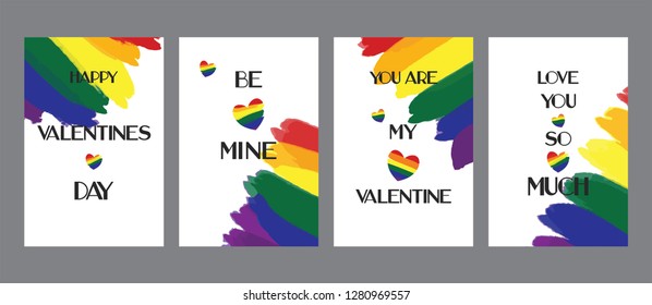 Valentine's day LGBT cards set, templates kit, universal elements for posters, flyers, web- sites, scrapbooking graphics