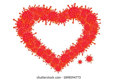 Valentines Day for life safety during coronavirus pandemic or new normal Concept. Illustration, shape, line, art, pattern, retro style in vector isolated on background.