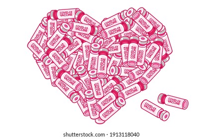 Valentines Day for life safety during coronavirus pandemic or new normal Concept. Illustration, shape, line, art, pattern, retro style in vector isolated on background.