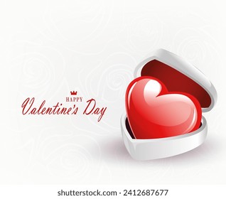 Valentine's Day, Light composition with a white casket and a big red heart.