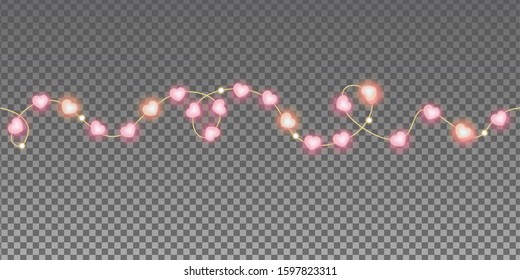 Valentines day lights seamless garland