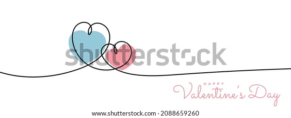 Valentines day line heart. Holiday\
banner. Vector\
illustration\
\
