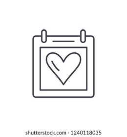 Valentines day line icon concept. Valentines day vector linear illustration, symbol, sign