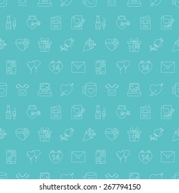 valentine's day line icon pattern set