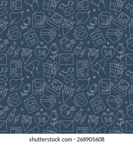 valentine's day line icon pattern set