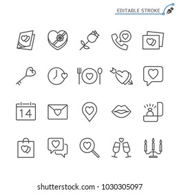 Valentine's day line icons. Editable stroke. Pixel perfect.