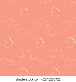 Patrón de línea del día de San Valentín con el corazón .Cute ilustración vectorial en estilo plano.